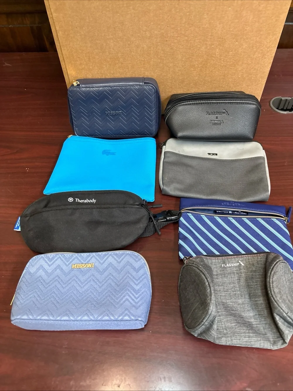 Airlines Travel Amenity Kit Toiletry Bag Delta Lacoste Shinola Brooks Bros Lot 8